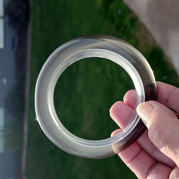 Vintage 80s Smoky Lucite Bangle Bracelet Mod Retro GoGo Translucent - Picture 11 of 15